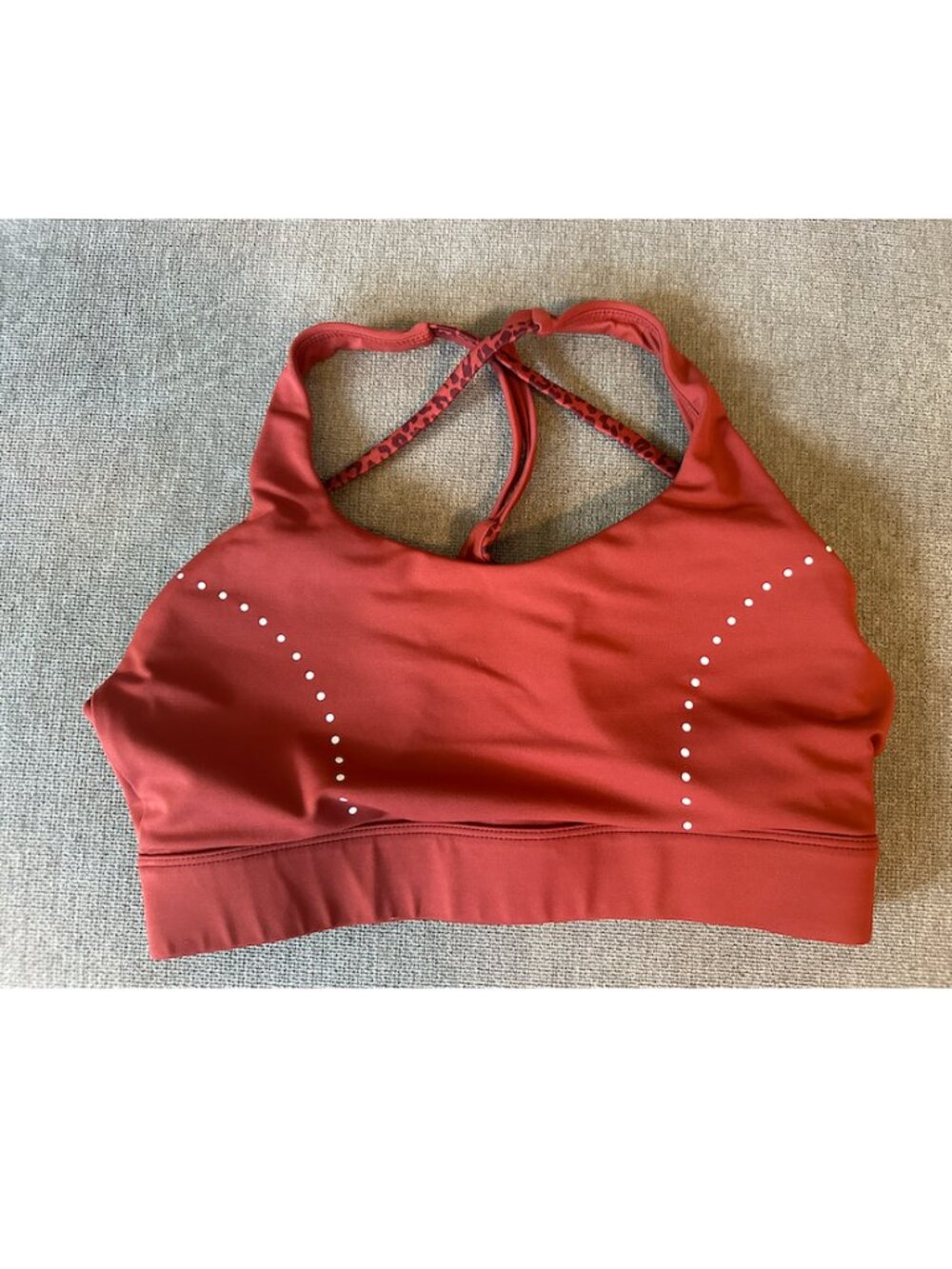 Zyia Burnt Orange/Leopard Strappy Sports Bra